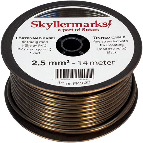 Skyllermarks - Minirulle fortinnet PVC kabel 10 mm²
