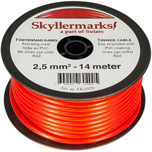 Skyllermarks - Minirulle fortinnet PVC kabel 10 mm²