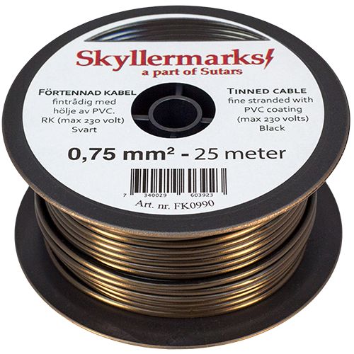 Skyllermarks - Minirulle fortinnet PVC kabel 0,75 mm²