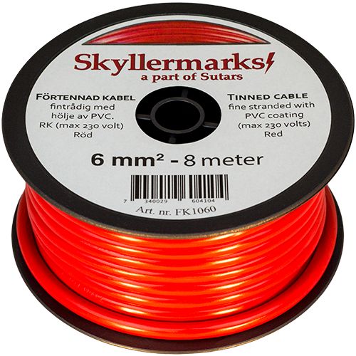 Skyllermarks - Minirulle fortinnet PVC kabel 6 mm²