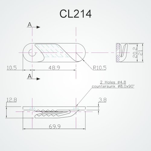 Clamcleat - CL 214 Fine line (Babord)