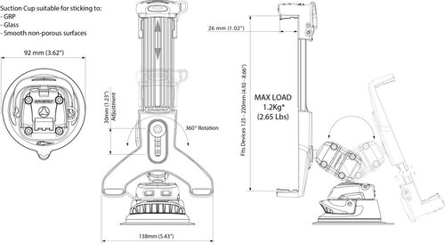 Scanstrut - Scanstrut Tablethållare ROKK Mini Kit Sugpropp