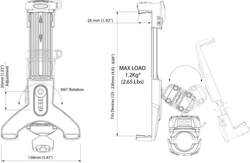 Scanstrut - Scanstrut Tablethållare ROKK Mini Kit Rör/Rail