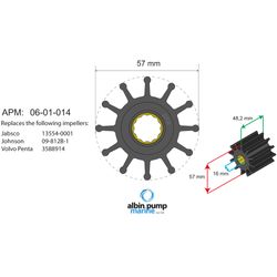 Albin Pump Marine Premium Impeller Kit pn 06-01-014